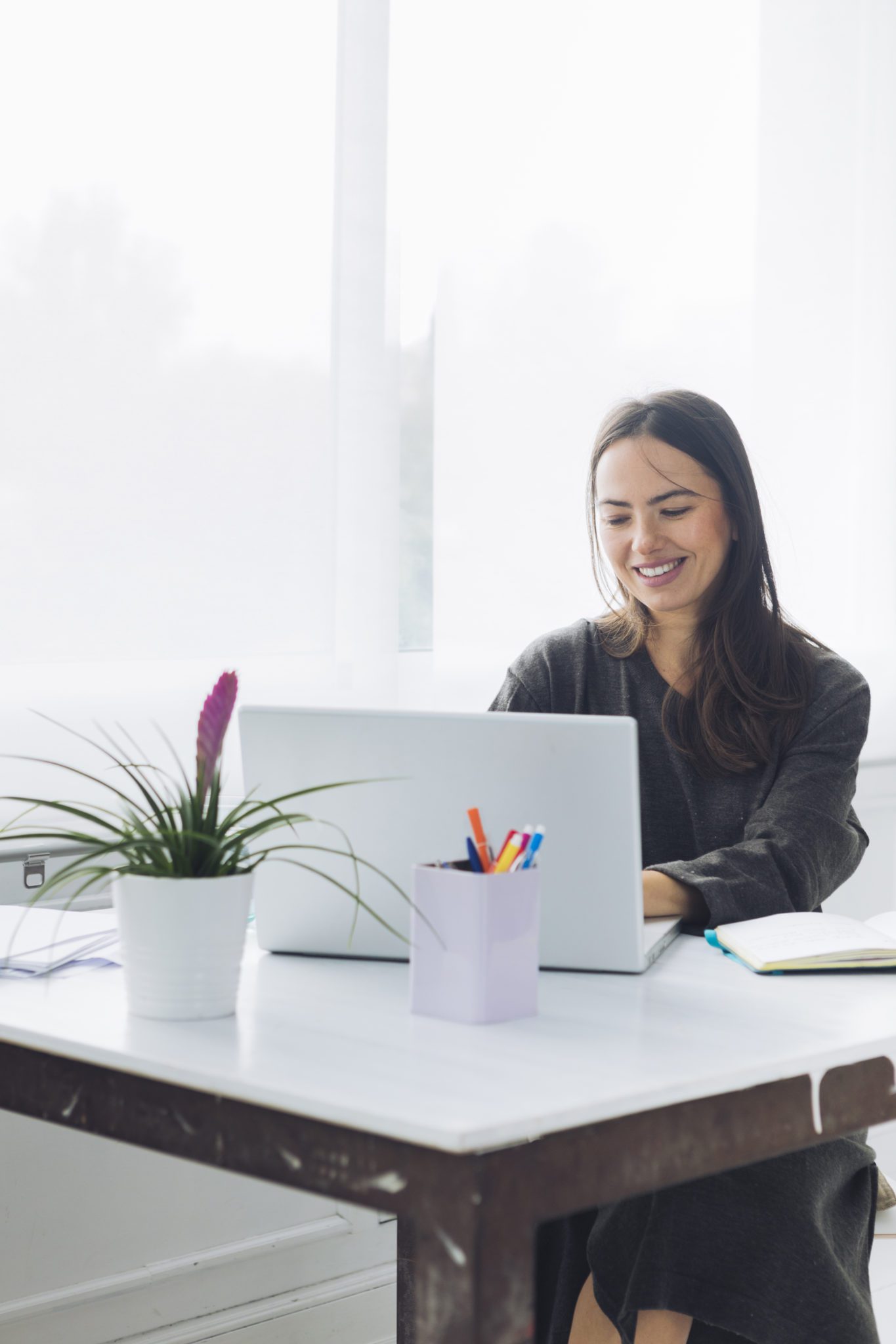 Woman using laptop